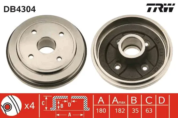 Handler.Part Brake drum TRW DB4304 1