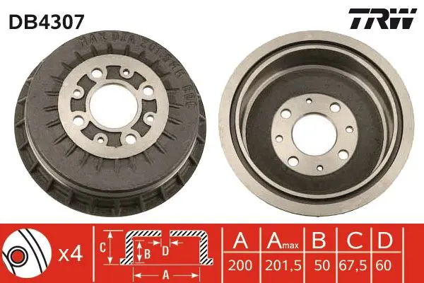 Handler.Part Brake drum TRW DB4307 1