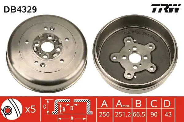 Handler.Part Brake drum TRW DB4329 1