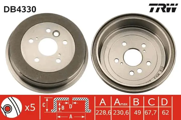 Handler.Part Brake drum TRW DB4330 1