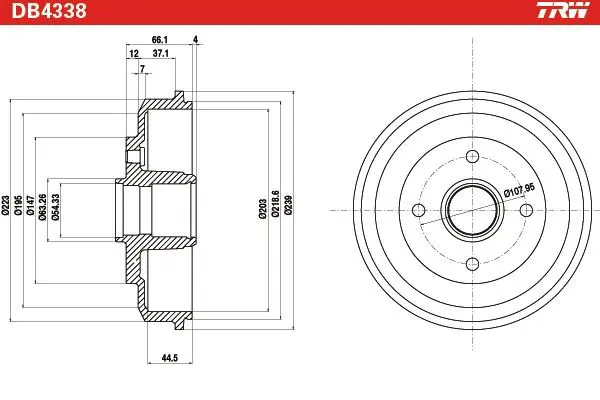 Handler.Part Brake drum TRW DB4338 2