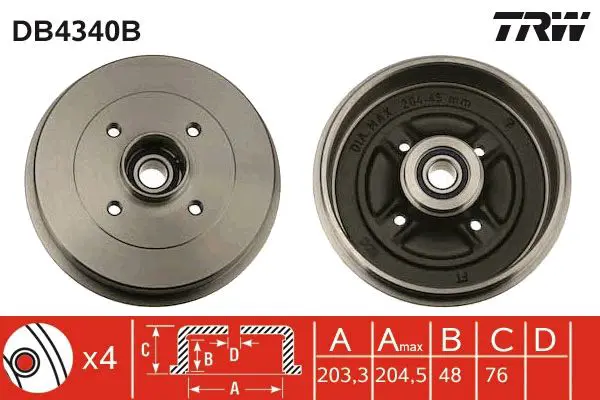 Handler.Part Brake drum TRW DB4340B 1