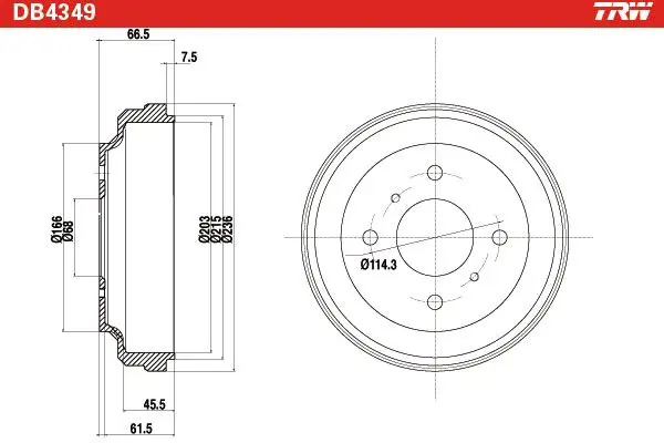 Handler.Part Brake drum TRW DB4349 2