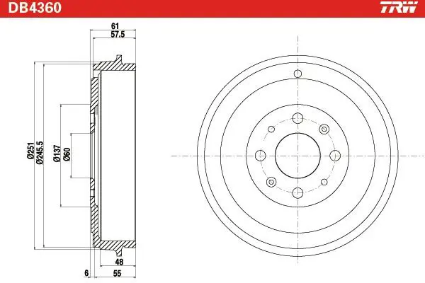 Handler.Part Brake drum TRW DB4360 2