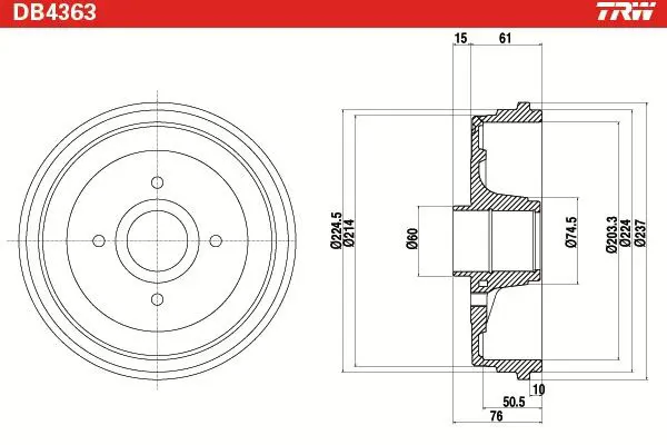 Handler.Part Brake drum TRW DB4363 2