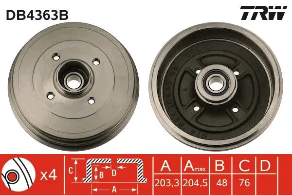 Handler.Part Brake drum TRW DB4363B 1