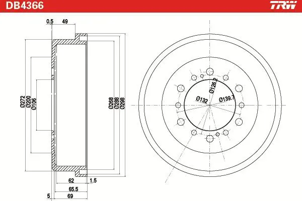 Handler.Part Brake drum TRW DB4366 2