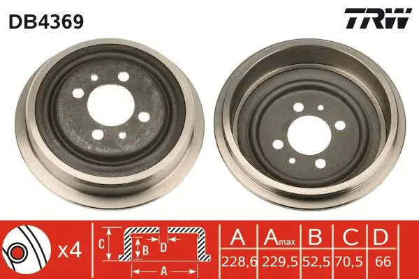 Handler.Part Brake drum TRW DB4369 1