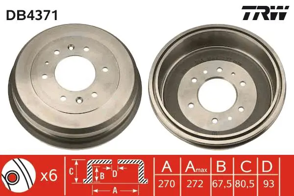 Handler.Part Brake drum TRW DB4371 1