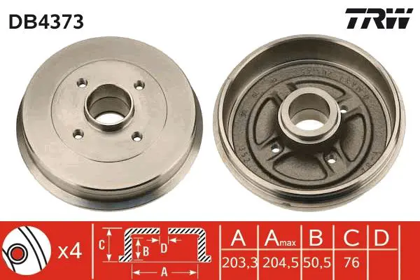 Handler.Part Brake drum TRW DB4373 1