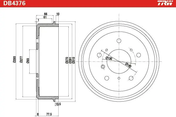 Handler.Part Brake drum TRW DB4376 2