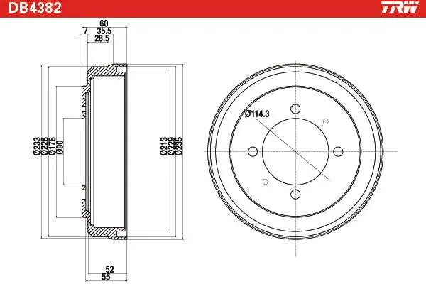 Handler.Part Brake drum TRW DB4382 2