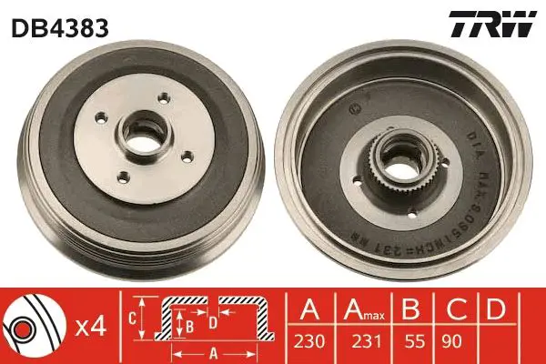 Handler.Part Brake drum TRW DB4383 1