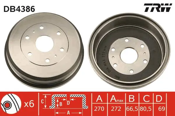 Handler.Part Brake drum TRW DB4386 1