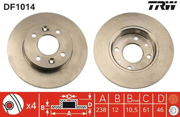 Handler.Part Brake disc TRW DF1014 1