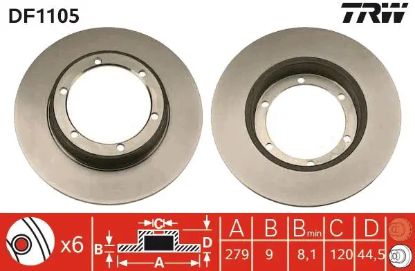 Handler.Part Brake disc TRW DF1105 1