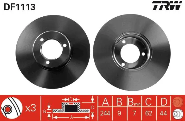 Handler.Part Brake disc TRW DF1113 1