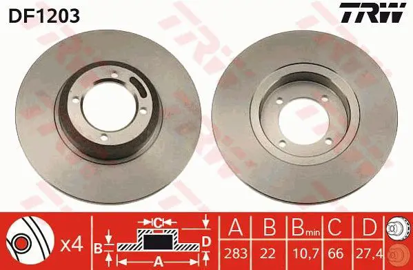 Handler.Part Brake disc TRW DF1203 1