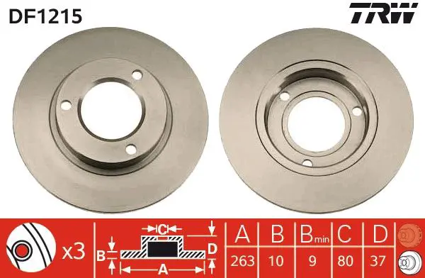 Handler.Part Brake disc TRW DF1215 1