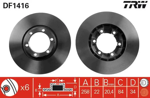 Handler.Part Brake disc TRW DF1416 1