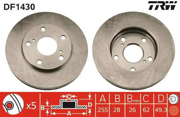 Handler.Part Brake disc TRW DF1430 1