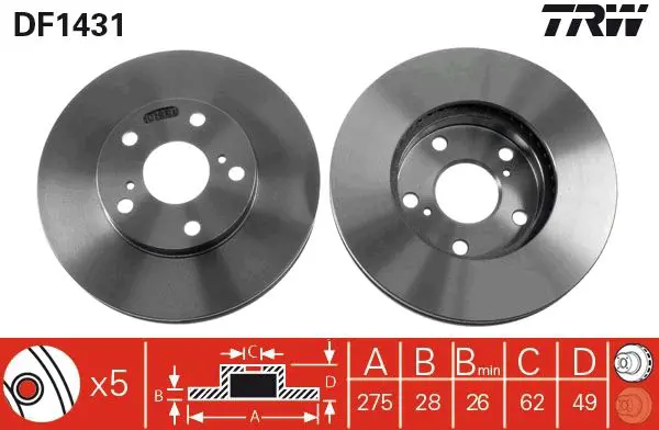 Handler.Part Brake disc TRW DF1431 1