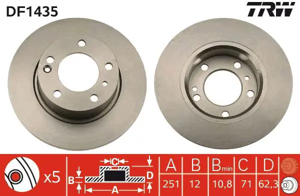 Handler.Part Brake disc TRW DF1435 1