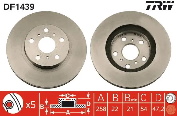 Handler.Part Brake disc TRW DF1439 1