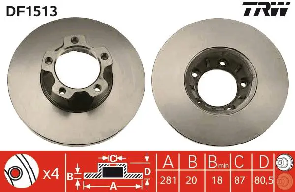 Handler.Part Brake disc TRW DF1513 1