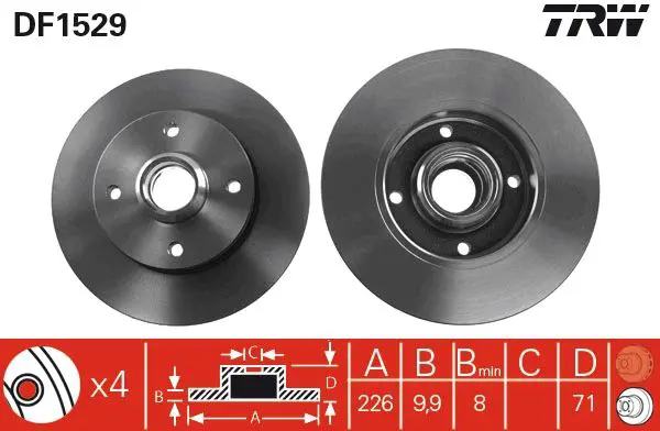 Handler.Part Brake disc TRW DF1529 1