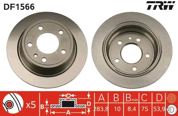 Handler.Part Brake disc TRW DF1566 1