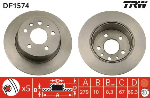 Handler.Part Brake disc TRW DF1574 1