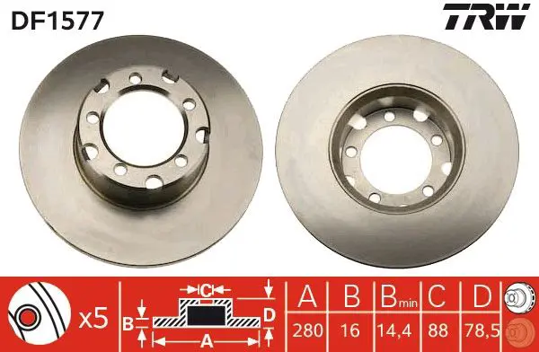 Handler.Part Brake disc TRW DF1577 1