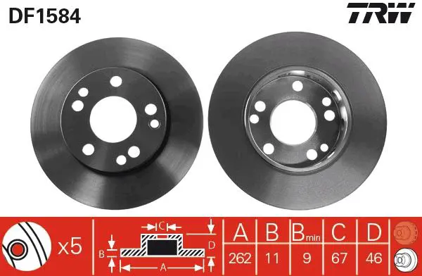 Handler.Part Brake disc TRW DF1584 1