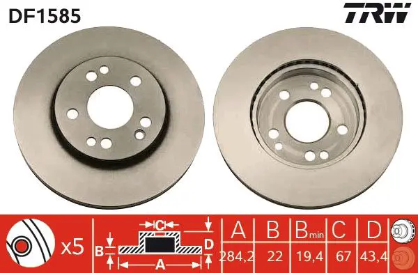 Handler.Part Brake disc TRW DF1585 1