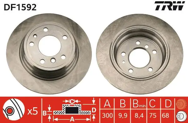 Handler.Part Brake disc TRW DF1592 1