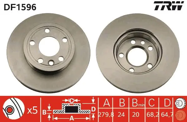 Handler.Part Brake disc TRW DF1596 1