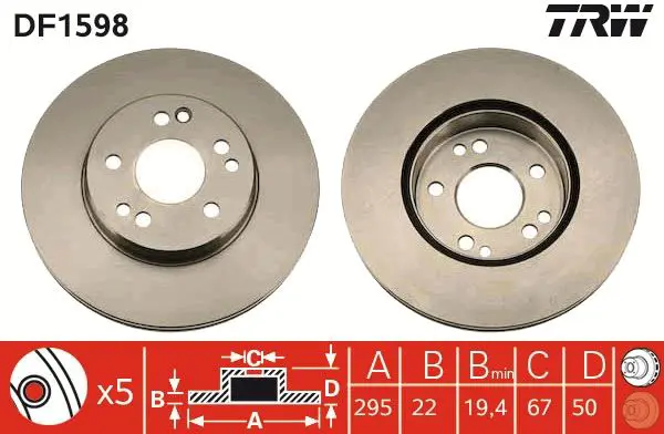 Handler.Part Brake disc TRW DF1598 1