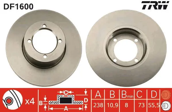 Handler.Part Brake disc TRW DF1600 1