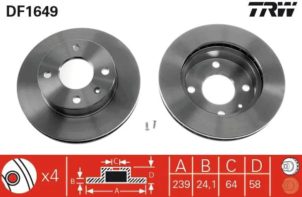 Handler.Part Brake disc TRW DF1649 1