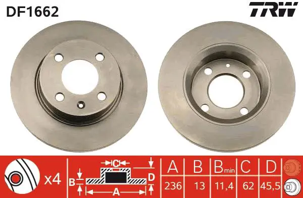 Handler.Part Brake disc TRW DF1662 1