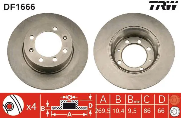 Handler.Part Brake disc TRW DF1666 1