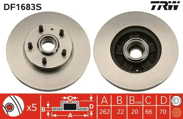 Handler.Part Brake disc TRW DF1683S 1