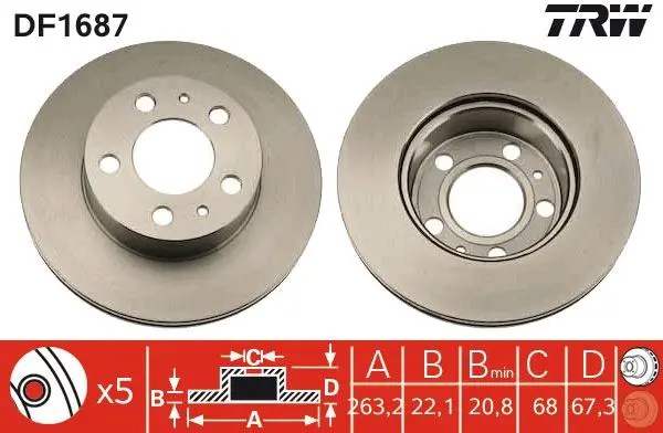 Handler.Part Brake disc TRW DF1687 1