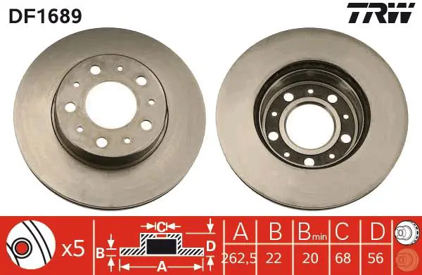 Handler.Part Brake disc TRW DF1689 1