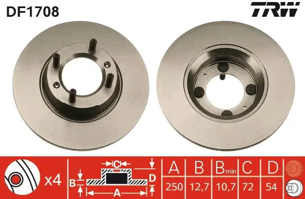 Handler.Part Brake disc TRW DF1708 1