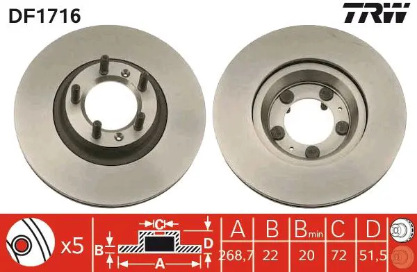 Handler.Part Brake disc TRW DF1716 1