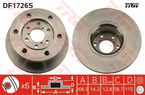 Handler.Part Brake disc TRW DF1726S 1