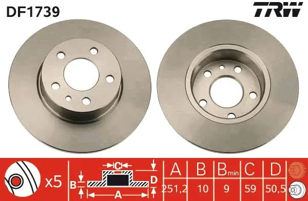 Handler.Part Brake disc TRW DF1739 1