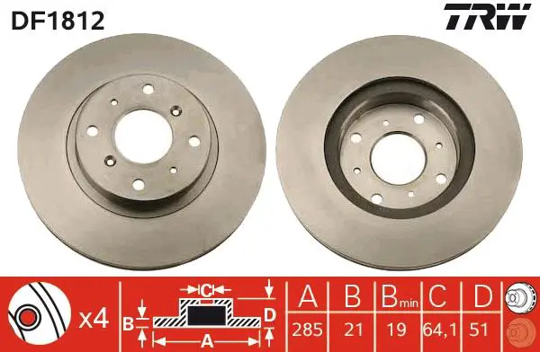 Handler.Part Brake disc TRW DF1812 1